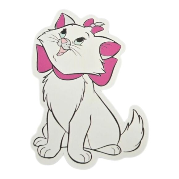 Aristocats Marie Sticker Self-Adhesive Laptop Water Bottle White Cat Bow Disney - Picture 2 of 3